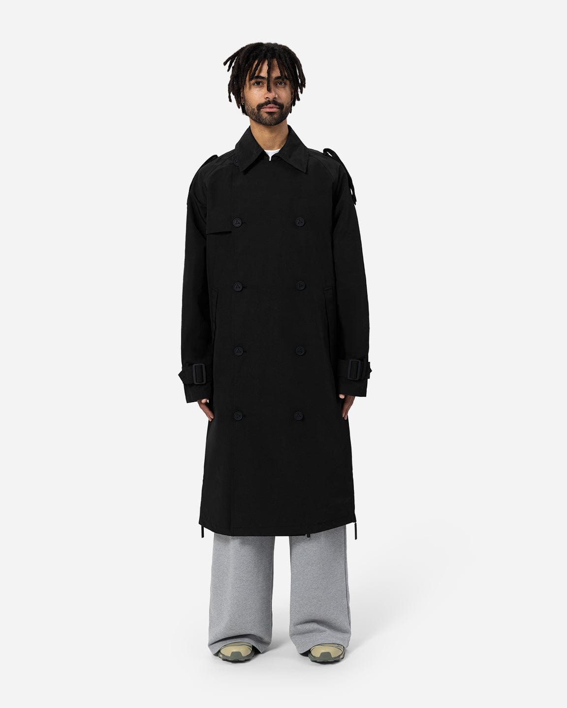 AOWOFS Trenchcoat voor heren, lange dubbele rij knopen, slim fit, overjas, militaire trenchcoat met riem, marineblauw, XL AOWOFS Trenchcoat voor heren, lange dubbele rij knopen, slim fit, overjas, militaire trenchcoat met riem, marineblauw, XL